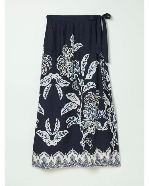 FatFace White Fatface Blakely Damask Placement Midi Skirt