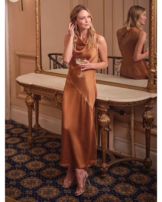 FatFace Brown Fatface Liza Petite Cowl Neck Maxi Dress