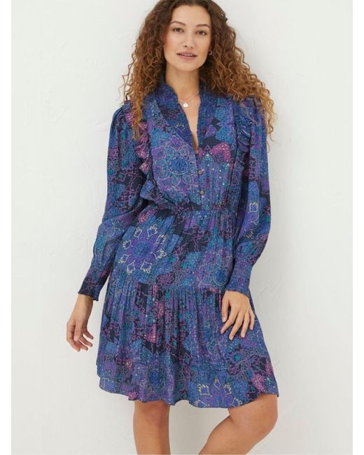 FatFace Blue Fatface Darcey Mosaic Geo Dress