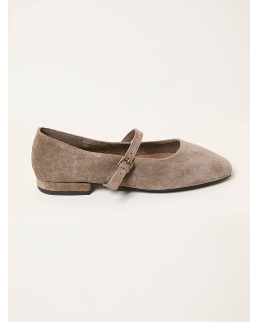 FatFace Natural Fatface Suede Mary Jane Flat