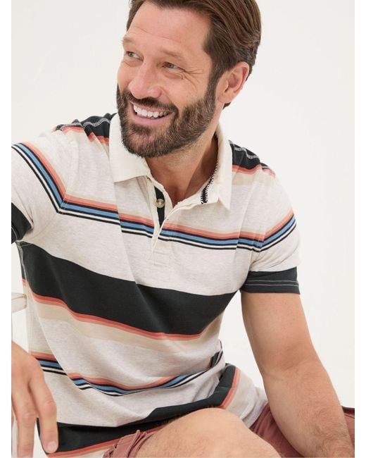 FatFace White Fatface Hastings Stripe Polo Shirt for men
