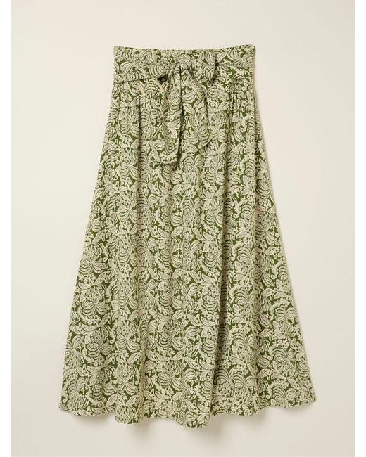 FatFace Green Fatface Sascha Damask Floral Midi Skirt