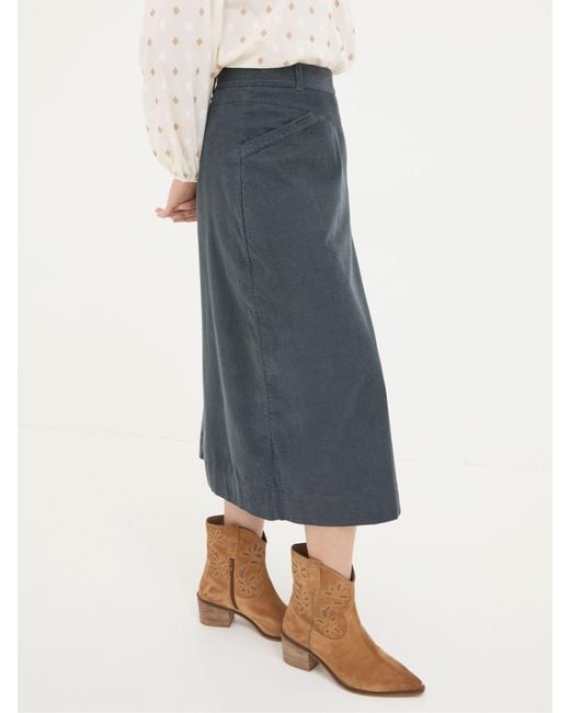 FatFace Blue Fatface Leigh Cord Midi Skirt