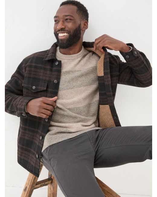 FatFace Gray Fatface Fjord Check Overshirt for men