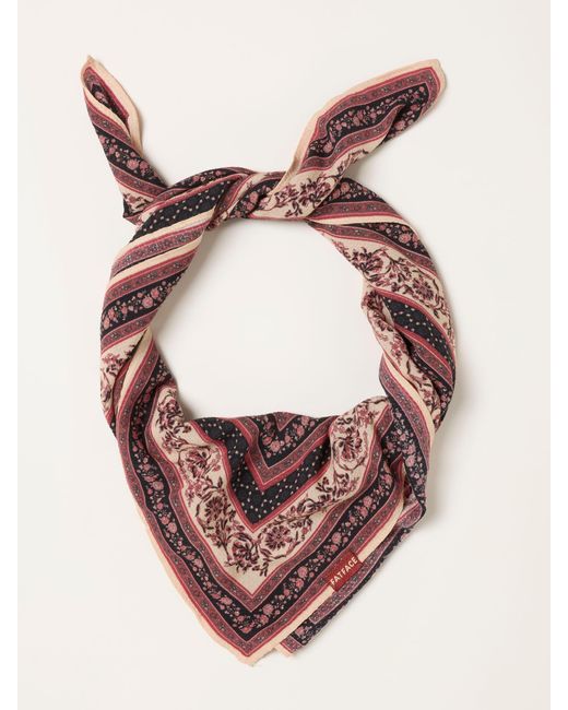 FatFace Pink Fatface Linear Floral Printed Square Scarf