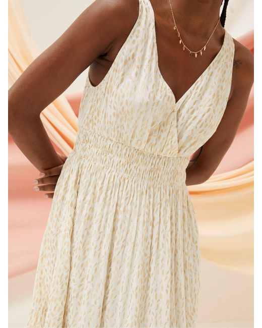 FatFace Natural Fatface Ivy Foil Maxi Dress
