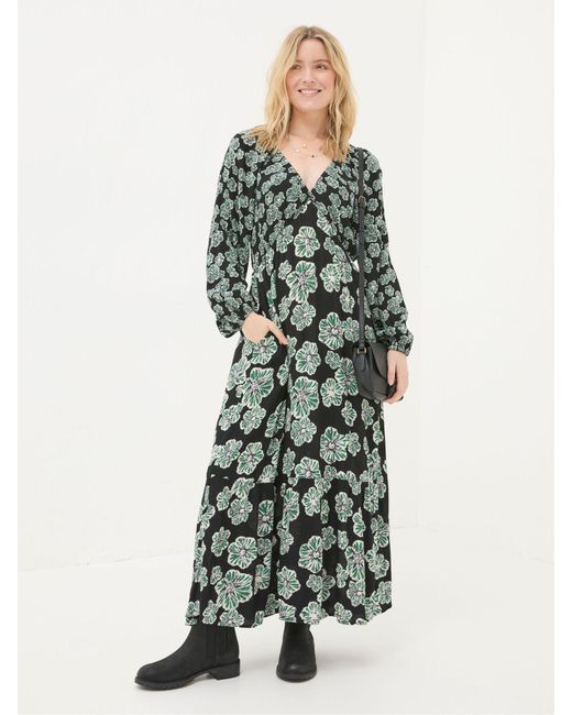 FatFace Green Fatface Noelle Spaced Floral Midi Dress