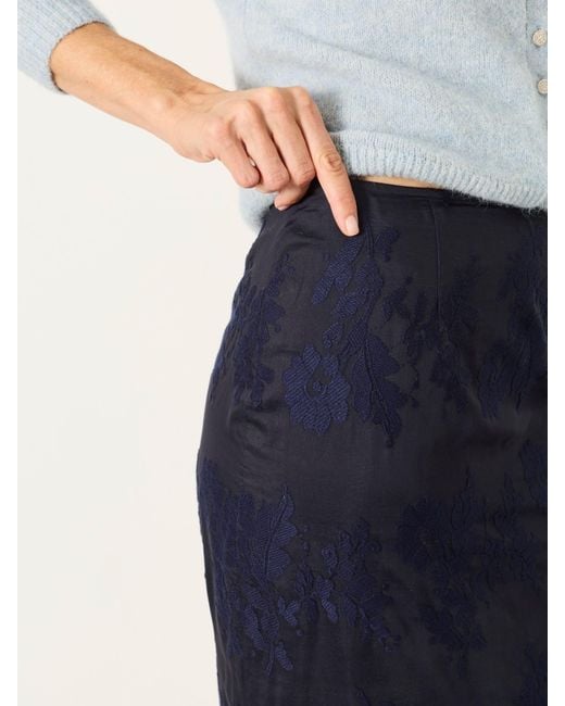 FatFace Blue Fatface Sara Lace Midi Skirt