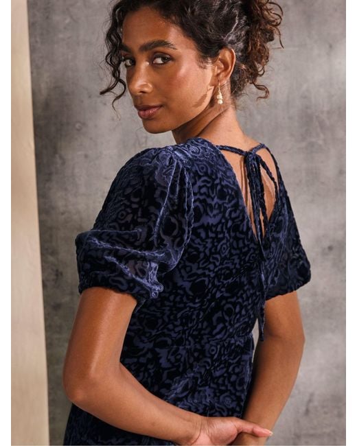 FatFace Blue Fatface Nora Burnout Midi Dress
