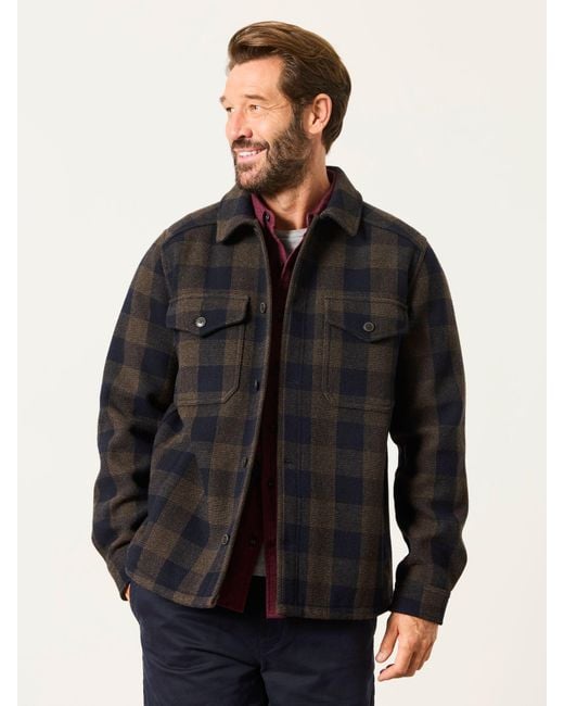FatFace Black Fatface Milton Wool Mix Bonded Overshirt for men