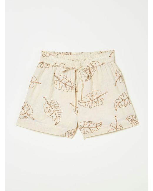 FatFace Natural Leaf Embroidered Short