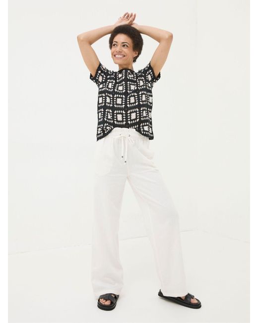FatFace White Iva Wide Leg Trousers