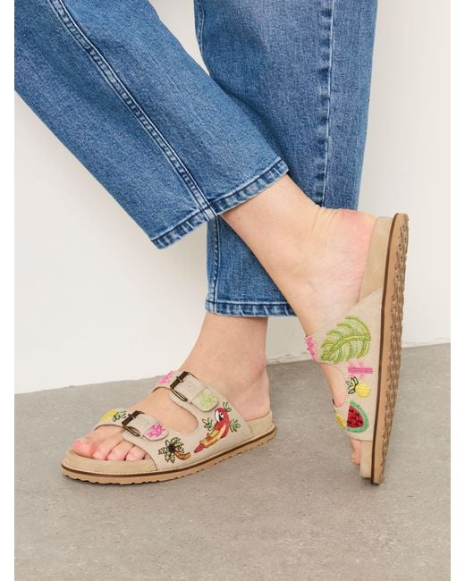 FatFace Blue Coco Embroiderd Footbed Sandals