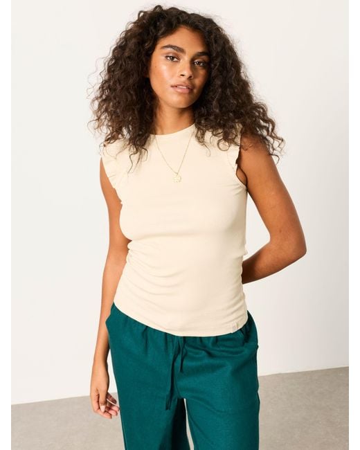 FatFace Green Frill Sleeveless Top