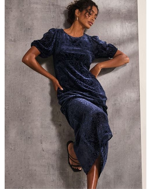 FatFace Blue Fatface Nora Burnout Midi Dress