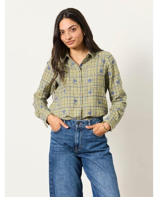 FatFace Green Fatface Olivia Petite Embroidered Shirt