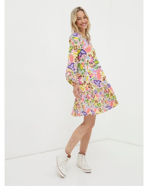 FatFace White Fatface Art Floral Tunic?Dress