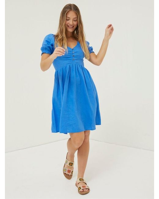 FatFace Blue Fatface Aideen Linen Dress