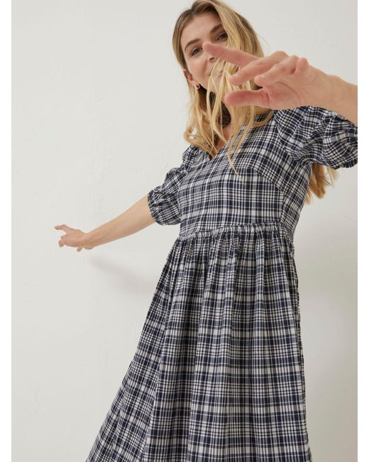 FatFace Blue Fatface Hannah Check Midi Dress
