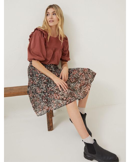 FatFace Black Fatface Blush Floral Kayleigh Skirt