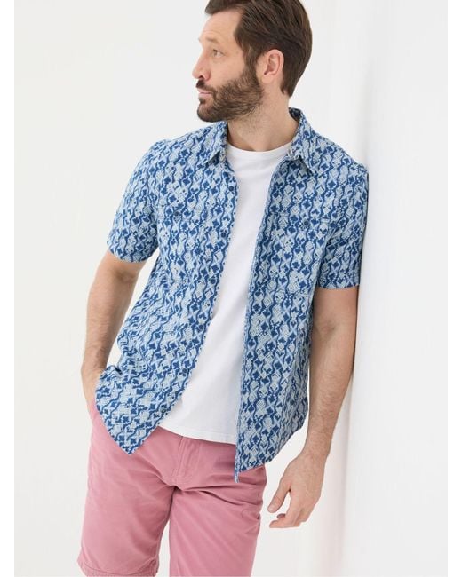 FatFace Blue Fatface Ikat Print Shirt for men