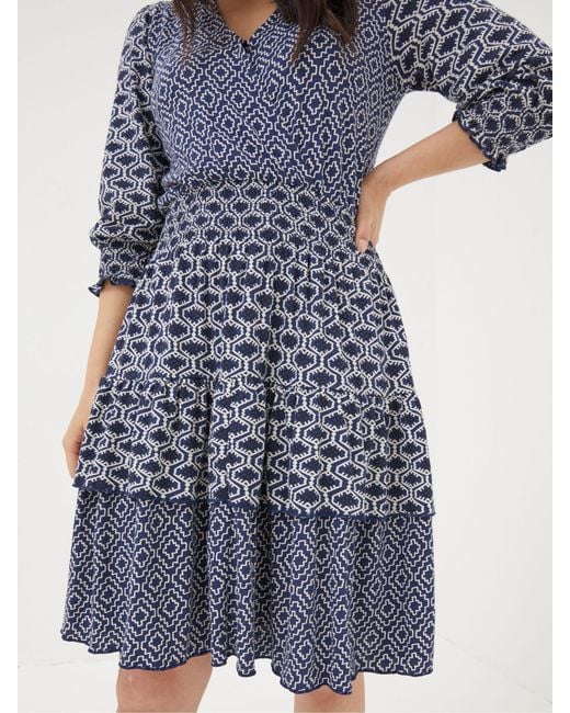 FatFace Blue Fatface Amba Patchwork Geo Jersey Dress