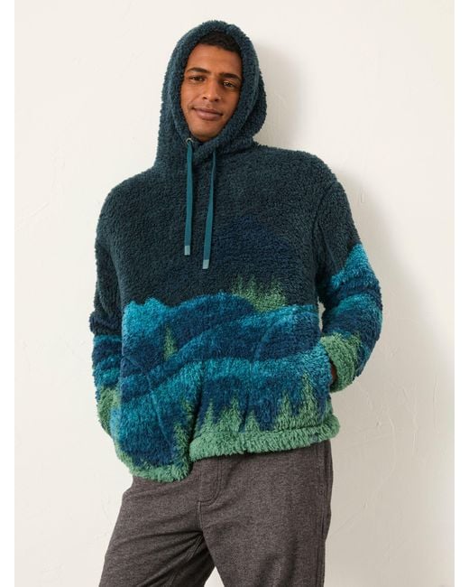 FatFace Blue Fatface Landscape Scene Snuggle Fleece Hoodie for men