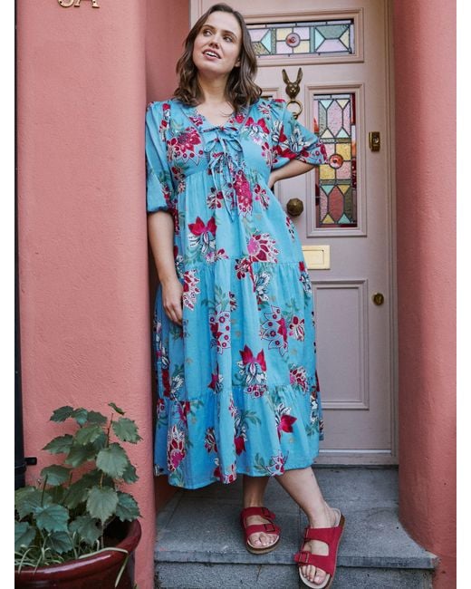 FatFace Blue Fatface Frankie 100% Cotton Maxi Dress