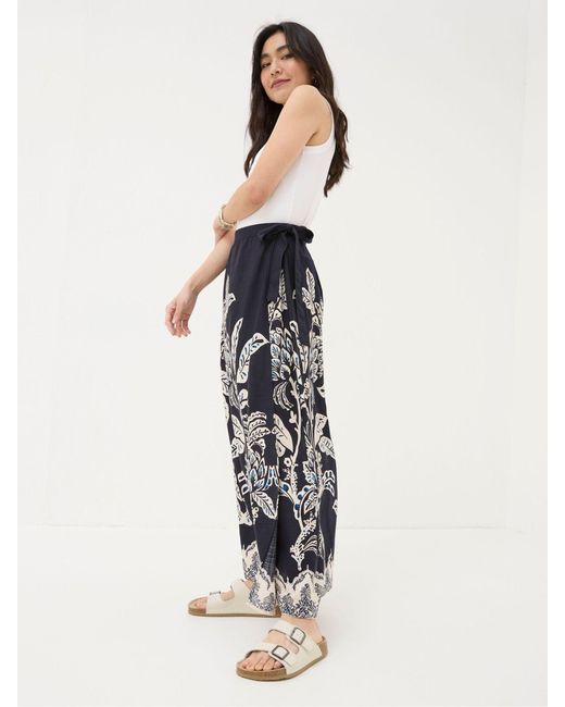 FatFace White Fatface Blakely Damask Placement Midi Skirt