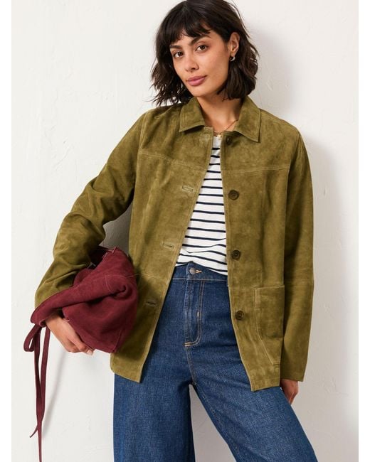 FatFace Green Fatface Erin Suede Jacket