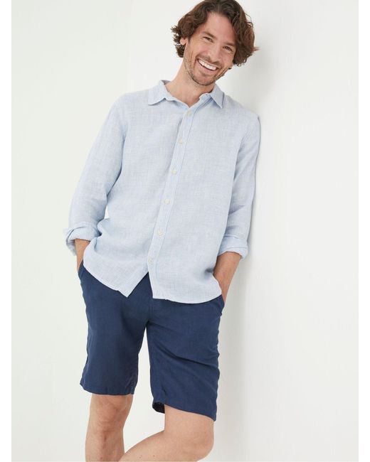 FatFace Blue Fatface Linen Flat Front Shorts for men