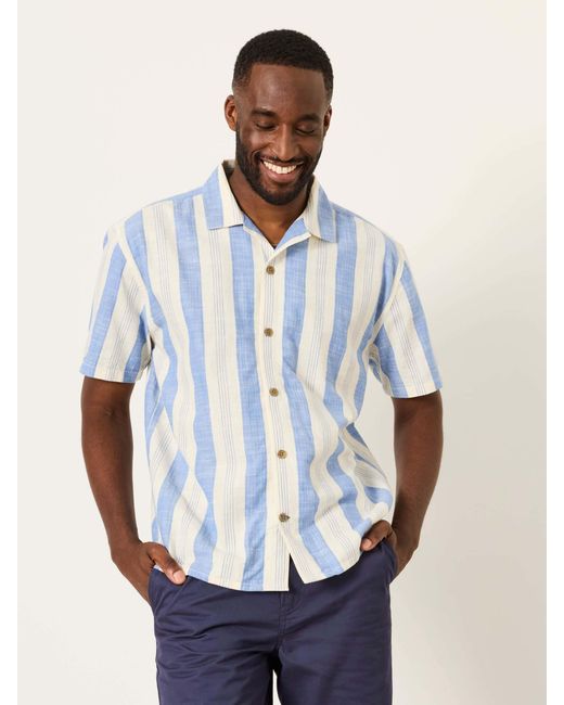 FatFace Blue Fatface Short Sleeve Relaxed Fit Cove Wide Stripe Shirt for men
