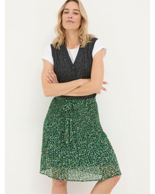 FatFace Green Fatface Kayleigh Floral Marks Pleated Skirt