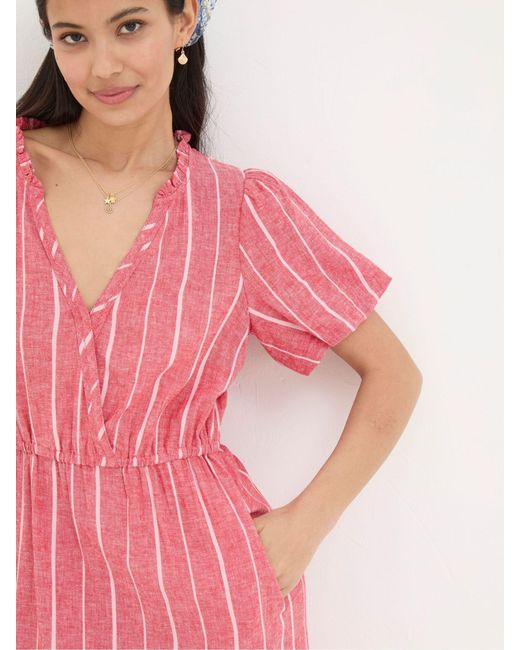 FatFace Pink Fatface Aubrey Stripe Linen Blend Maxi Dress