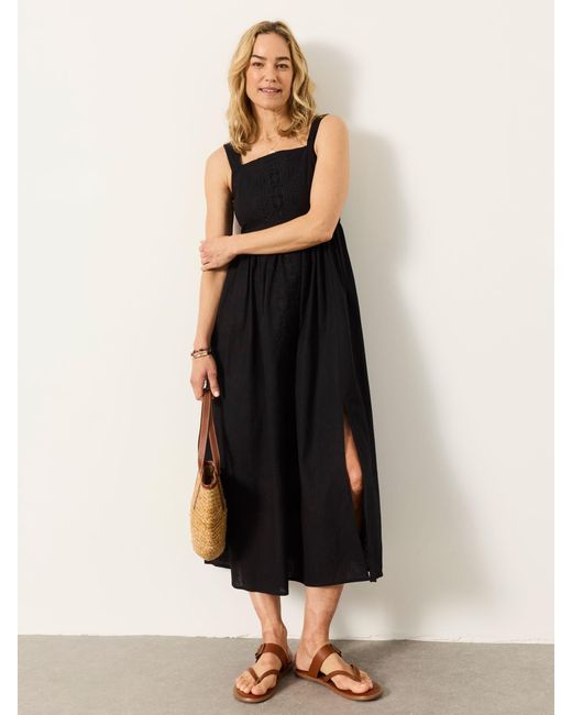 FatFace Black Fatface Gili Petite Embroidered Midi Dress