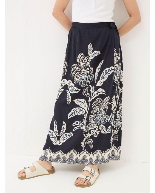 FatFace White Fatface Blakely Damask Placement Midi Skirt