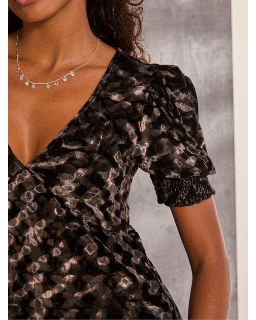 FatFace Brown Fatface Mia Hammered Velvet Midi Dress