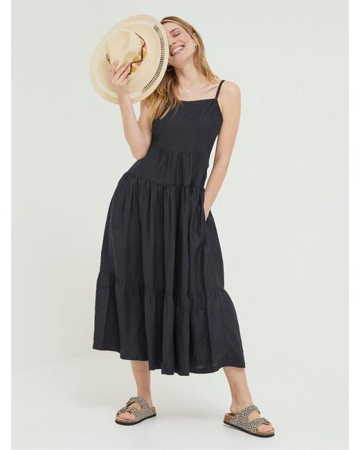 FatFace Blue Fatface Linen Julien Midi Dress