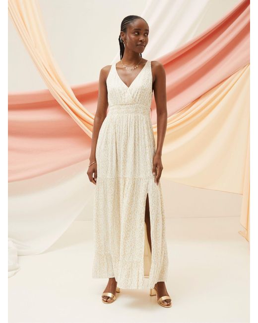 FatFace Natural Fatface Ivy Foil Maxi Dress
