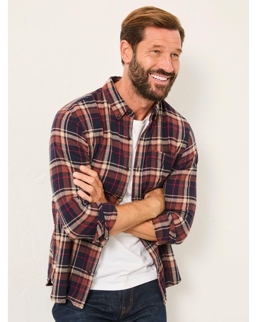 FatFace Blue Fatface Alford Long Sleeve Check Shirt for men
