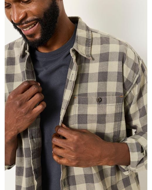 FatFace Natural Fatface Thursby Long Sleeve Relaxed Fit Check Shirt for men