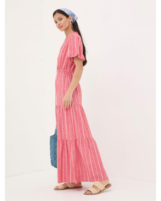 FatFace Pink Fatface Aubrey Stripe Linen Blend Maxi Dress