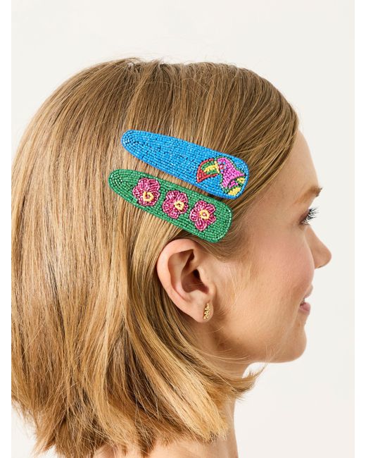 FatFace Blue Fatface 2 Pack Tropical Beaded Hair Slides