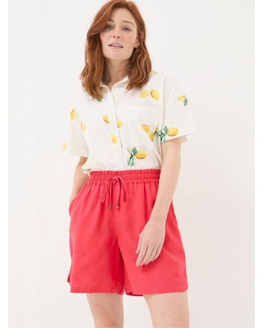FatFace Red Fatface Tenby Linen Shorts