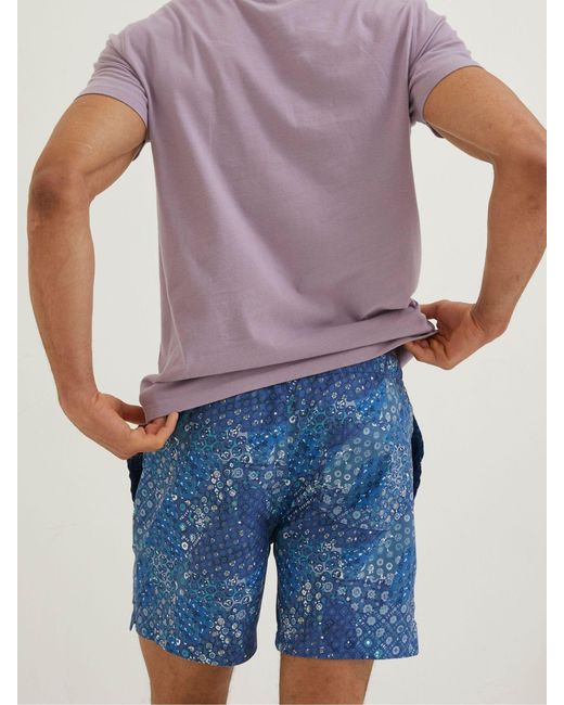 FatFace Blue Fatface Trevose Patchwork Swim Shorts for men