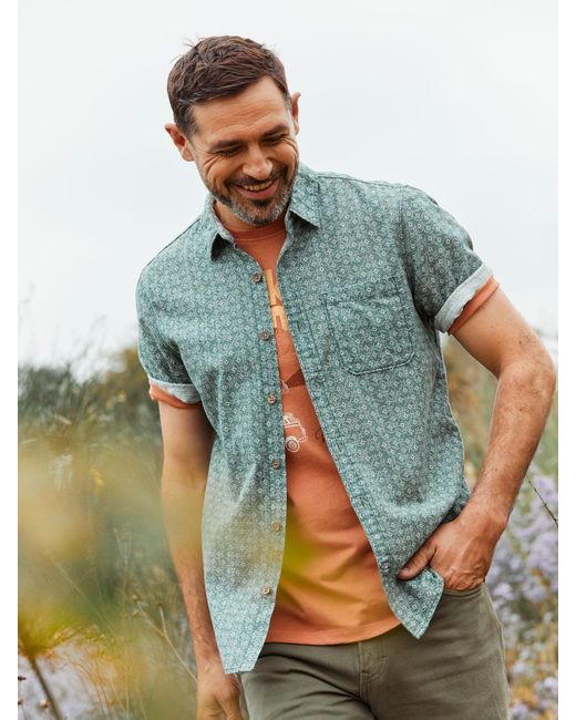 FatFace Blue Fatface Geo Print Shirt for men