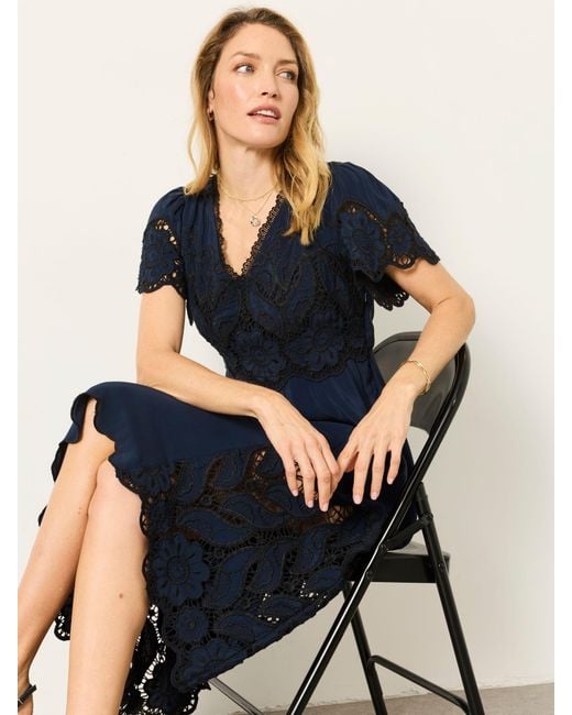 FatFace Blue Fatface Maya Petite Lace Dress