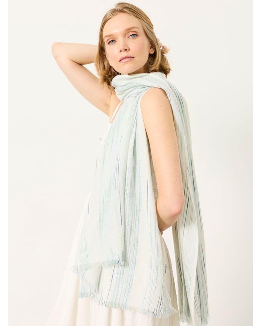 FatFace White Festival Stripe Scarf