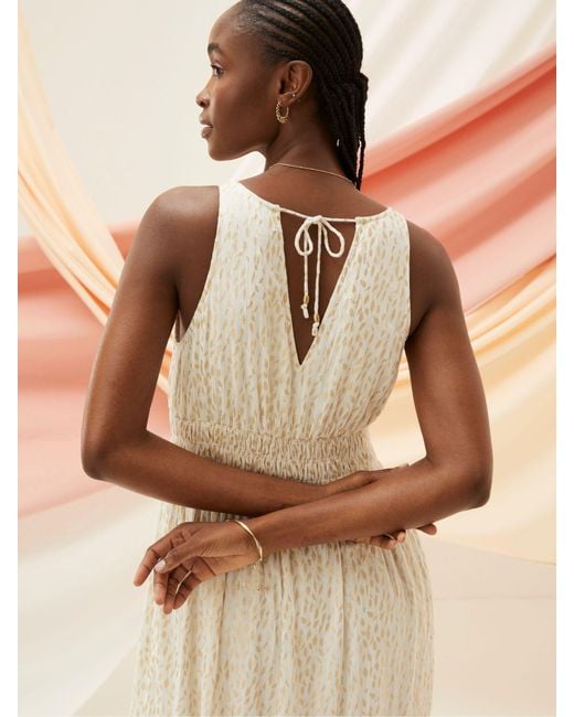 FatFace Natural Fatface Ivy Foil Maxi Dress
