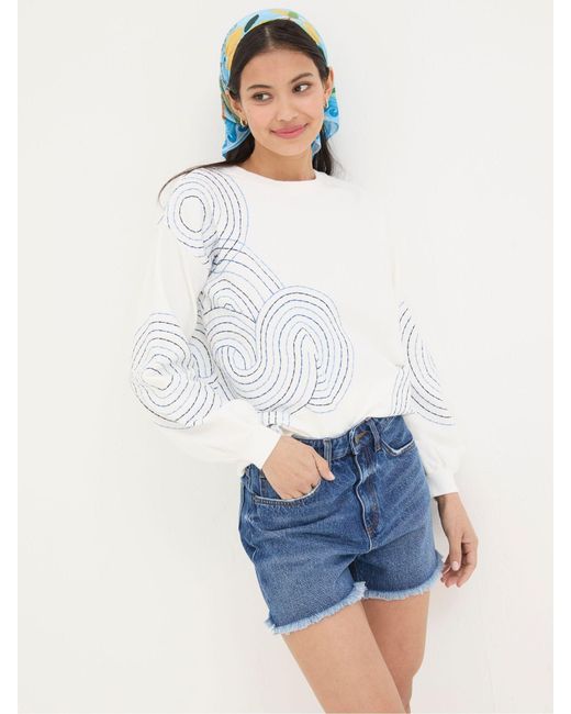 FatFace White Fatface Holywell Denim Cut Off Shorts